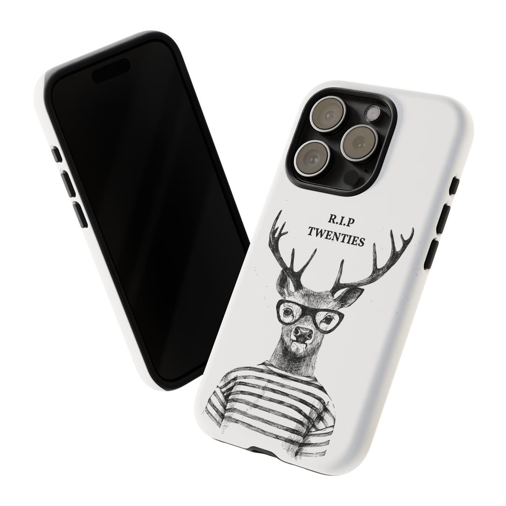 Deer in Glasses Tough Phone Case – "R.I.P Twenties" Novelty iPhone Cover
