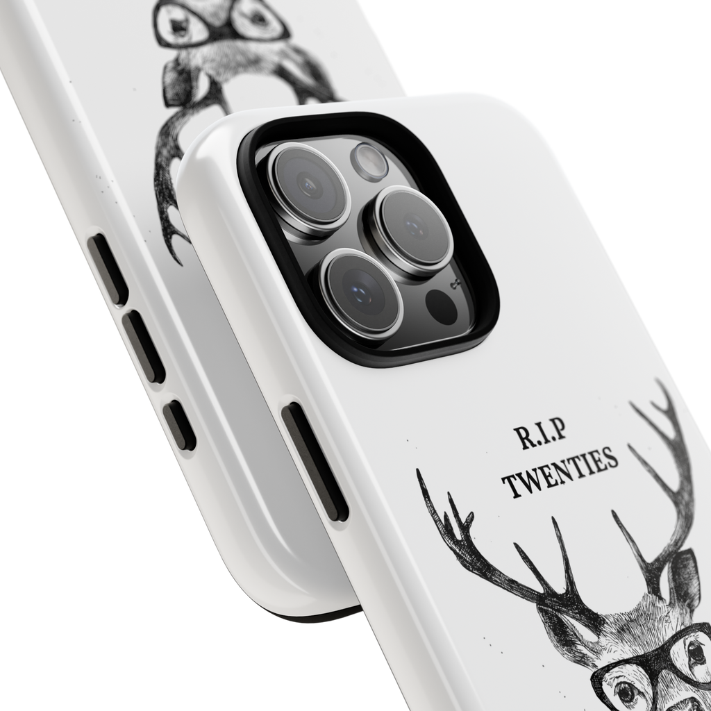 Deer in Glasses Tough Phone Case – "R.I.P Twenties" Novelty iPhone Cover