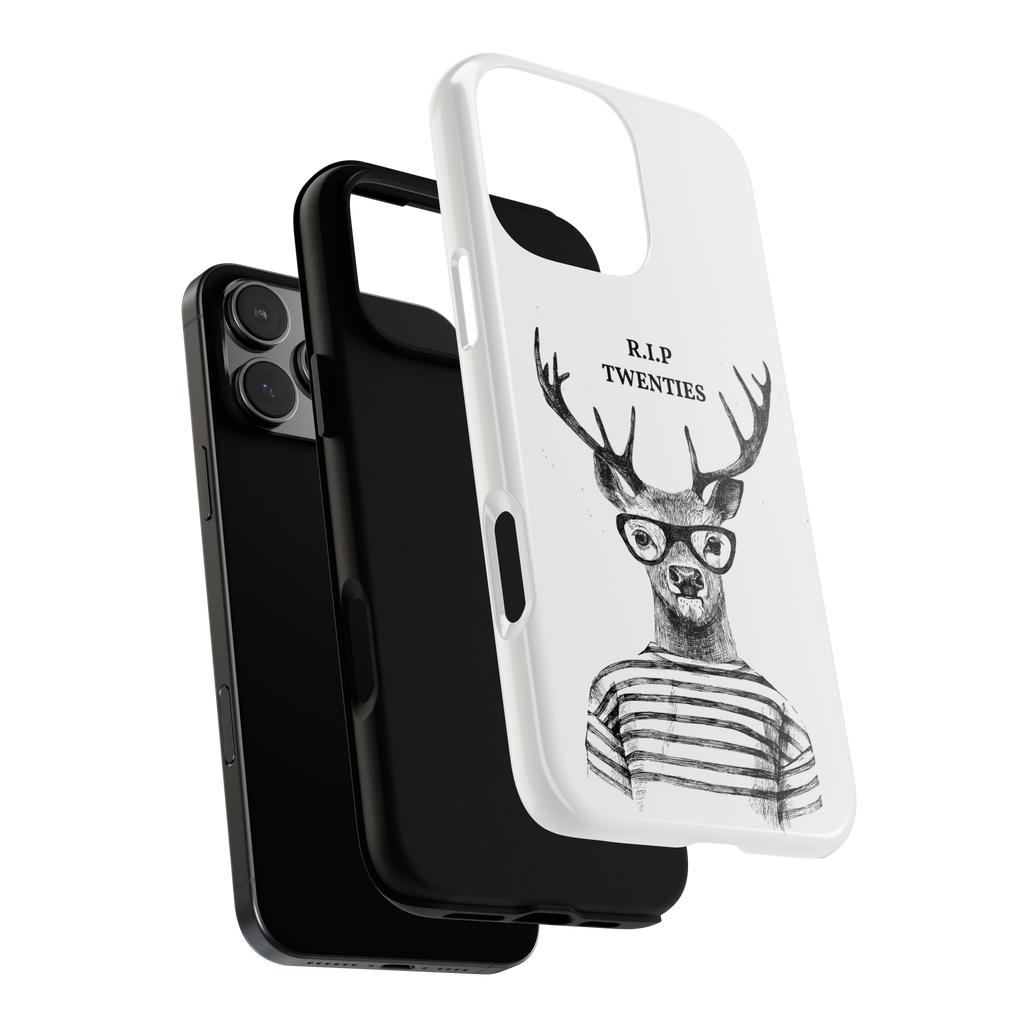 Deer in Glasses Tough Phone Case – "R.I.P Twenties" Novelty iPhone Cover