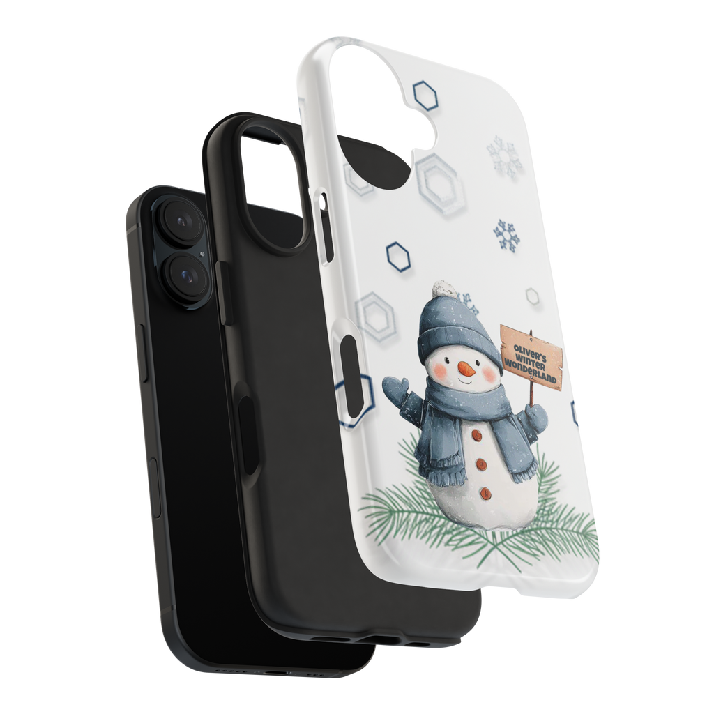 Winter Snowman Tough Phone Case — Cute Snowman "Ginger's Winter Wonderland" Holiday iPhone Cover