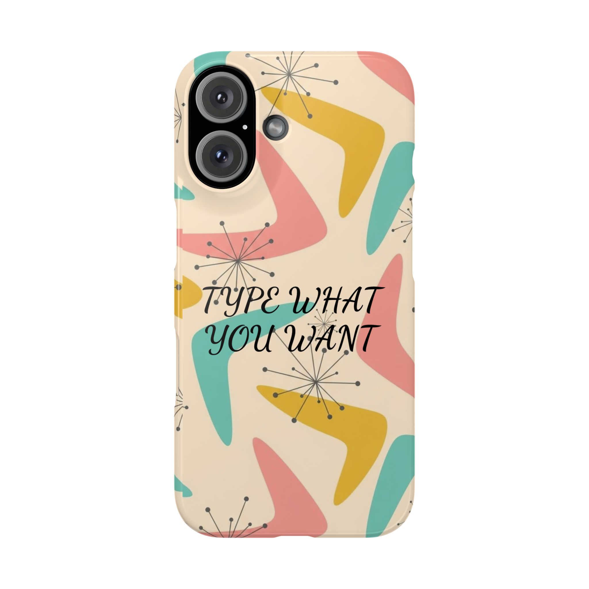 Retro Pastel Slim Phone Case — Customizable “Type What You Want” Text