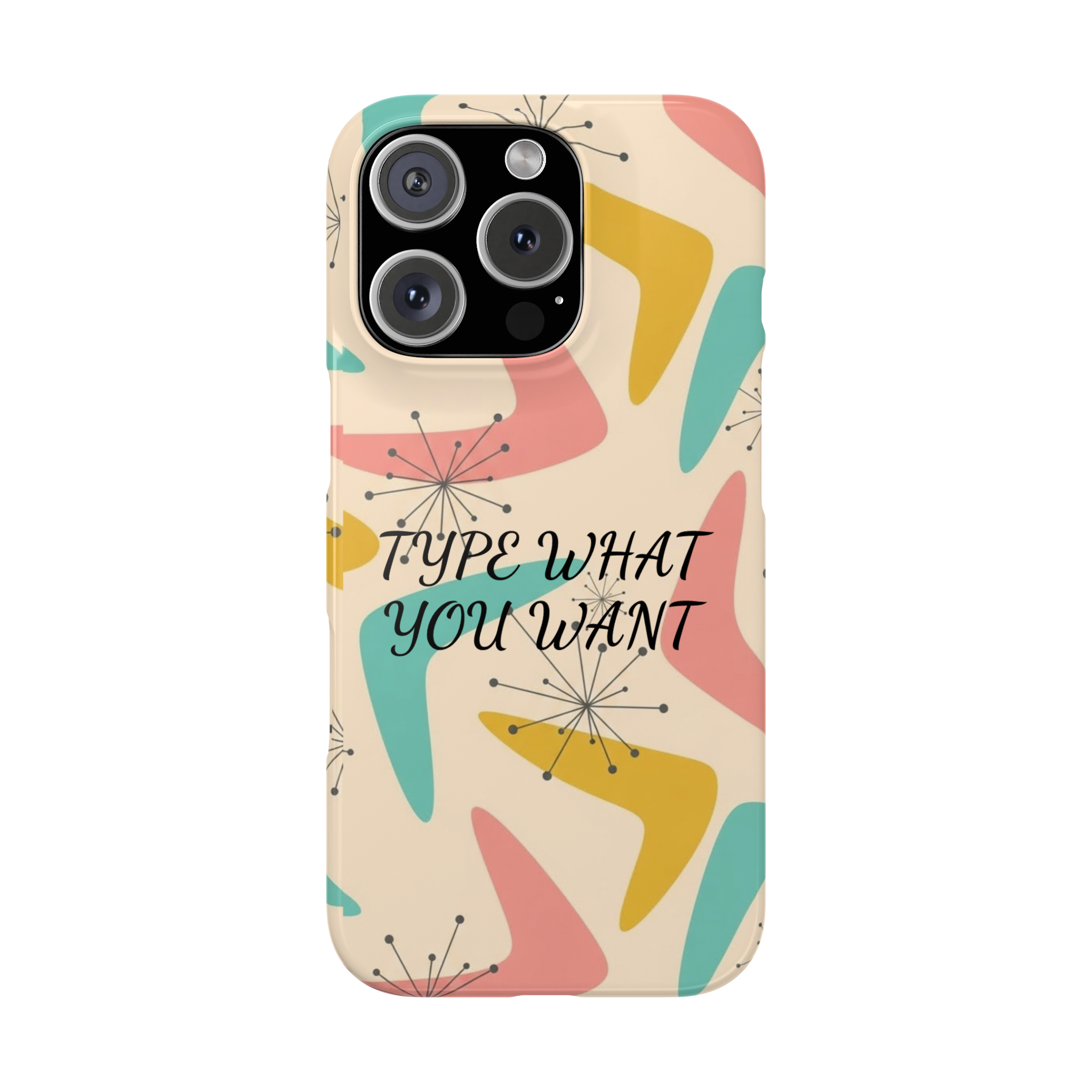 Retro Pastel Slim Phone Case — Customizable “Type What You Want” Text