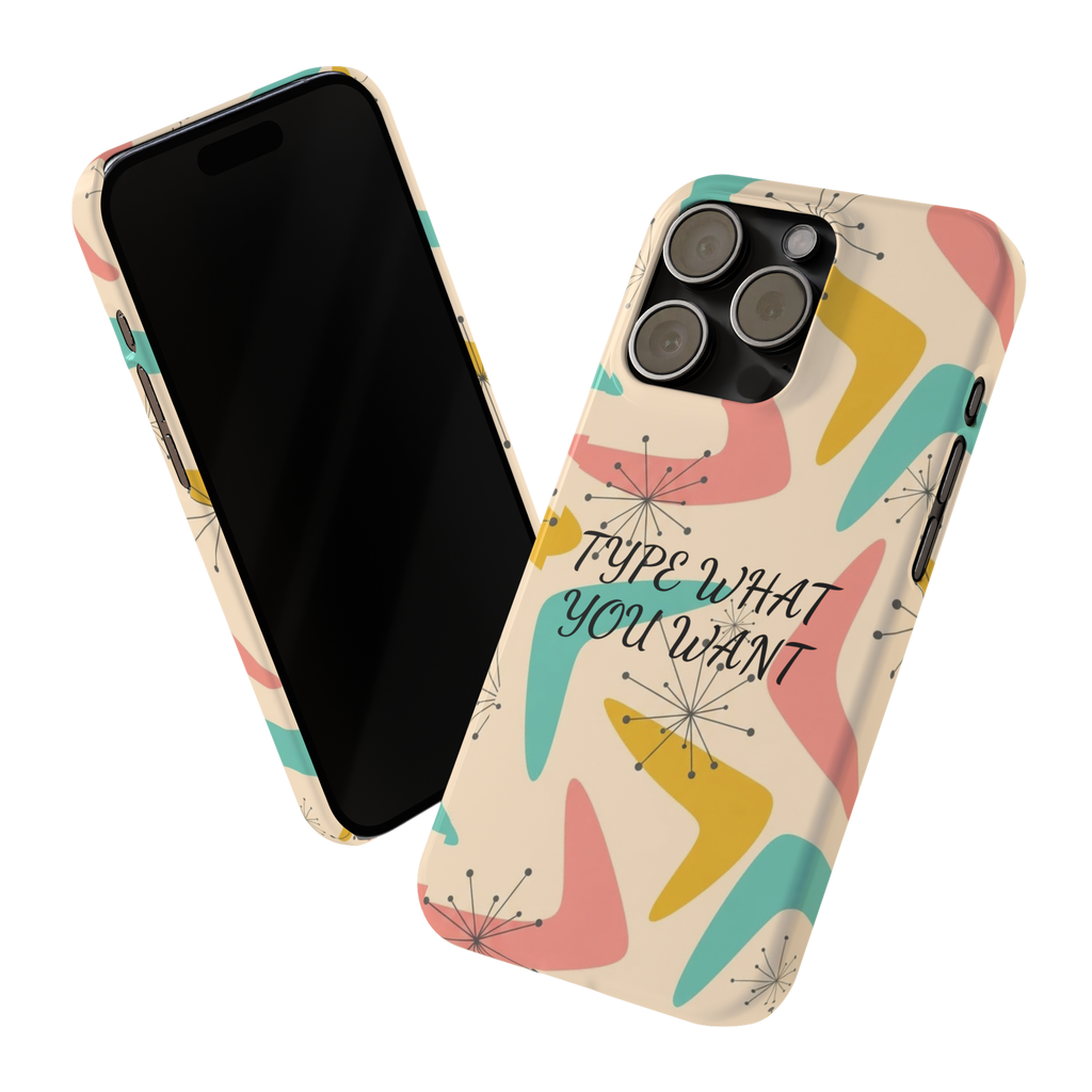 Retro Pastel Slim Phone Case — Customizable “Type What You Want” Text