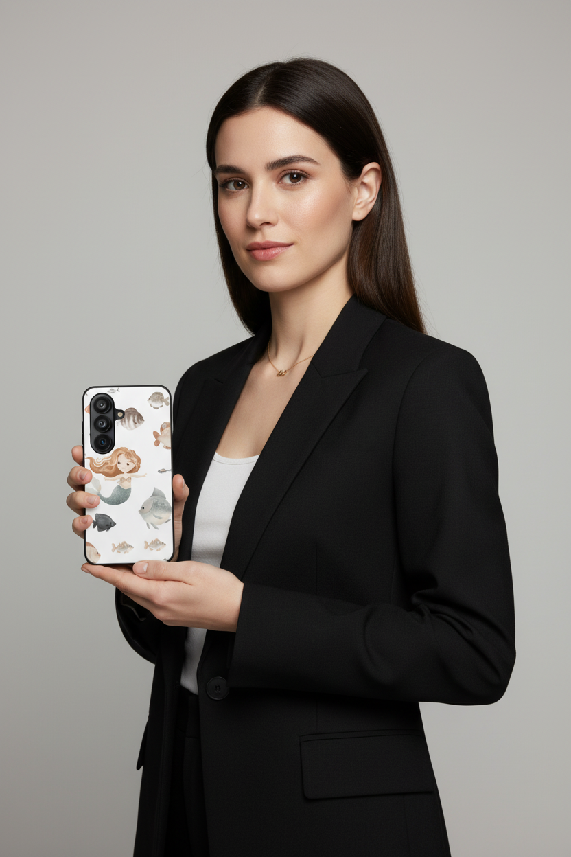 Mermaid Pattern Impact-Resistant Phone Case — Cute Underwater Fish Design