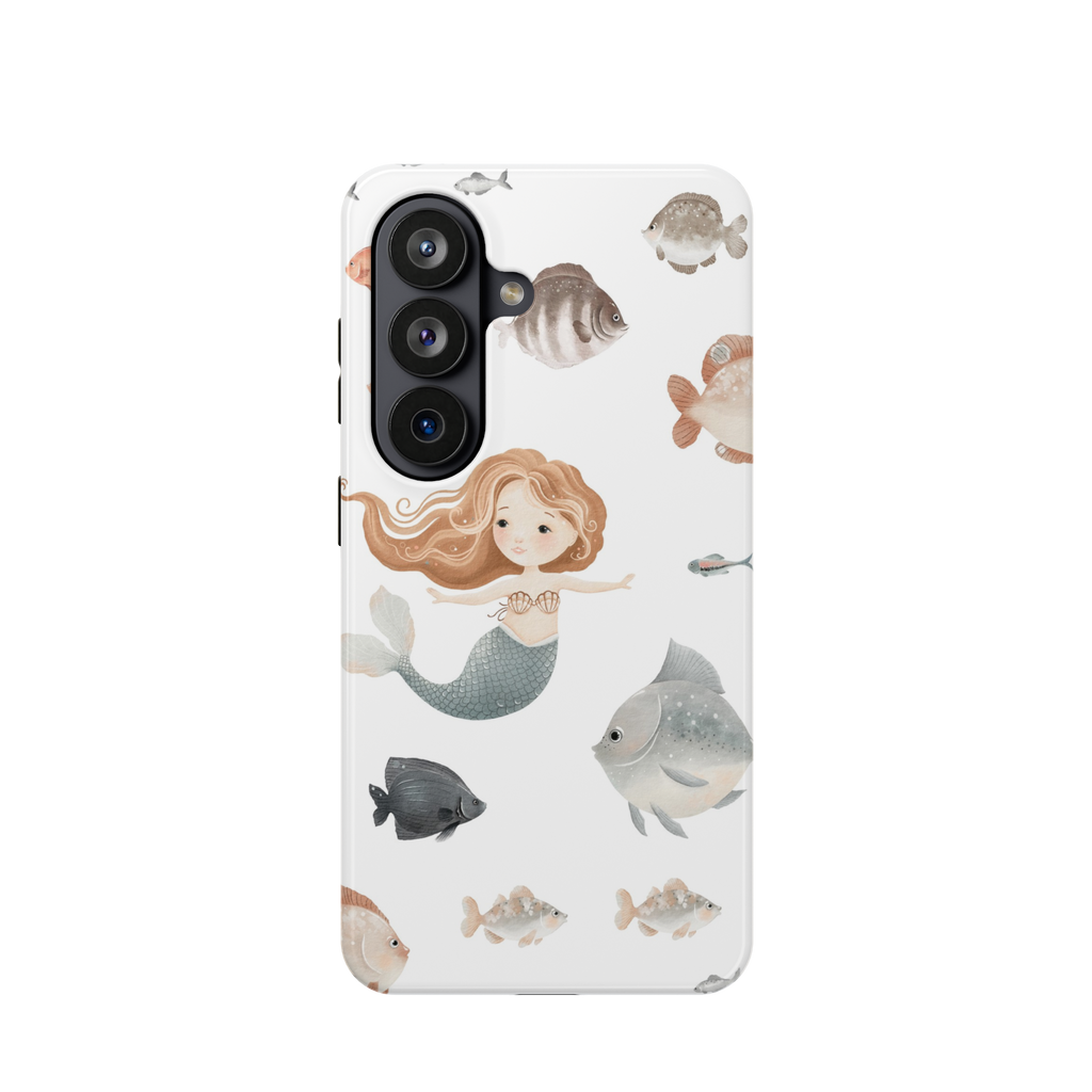 Mermaid Pattern Impact-Resistant Phone Case — Cute Underwater Fish Design