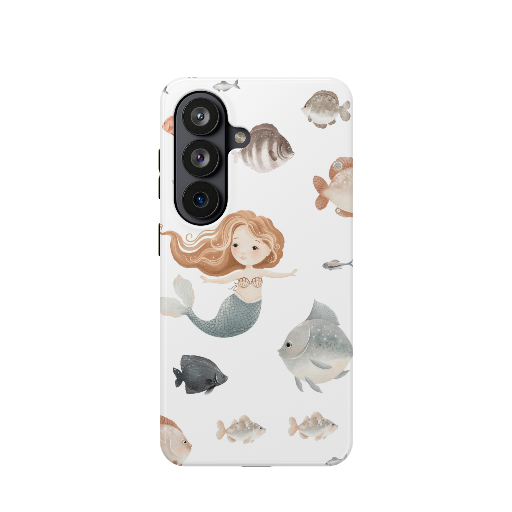 Mermaid Pattern Impact-Resistant Phone Case — Cute Underwater Fish Design