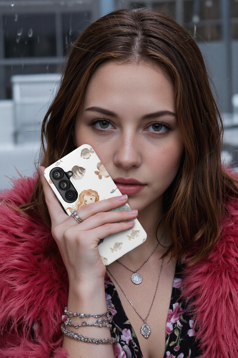 Mermaid Pattern Impact-Resistant Phone Case — Cute Underwater Fish Design